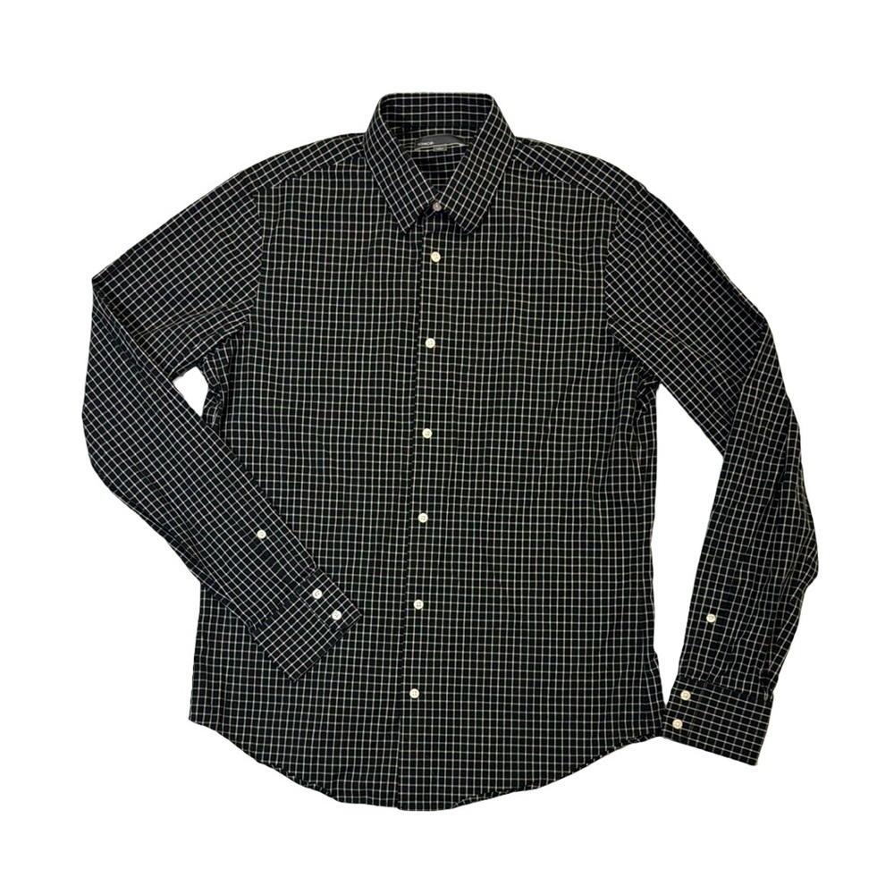 Vince mens M Medium black check button up casual cotton blend shirt EUC